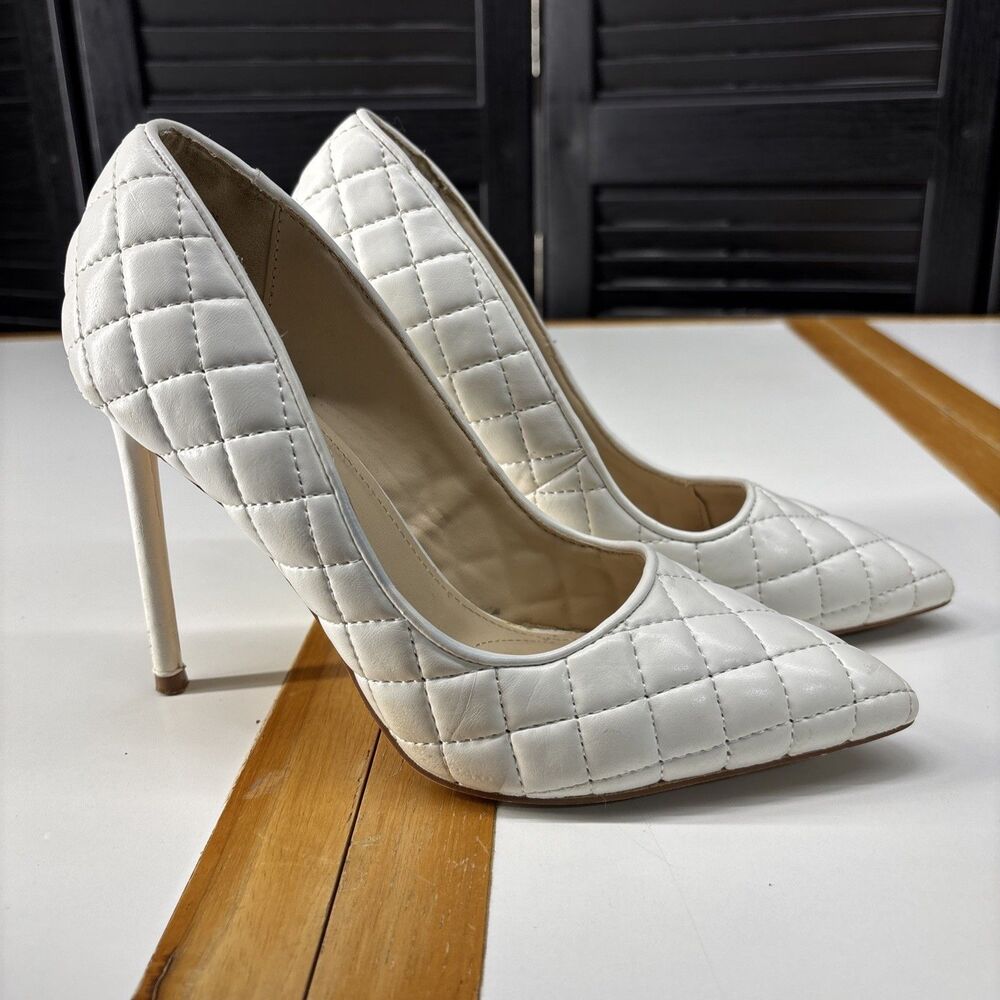 Rouge Helium Stiletto High Heels Women’s Size 6/36 White Quilted Pumps Shoes